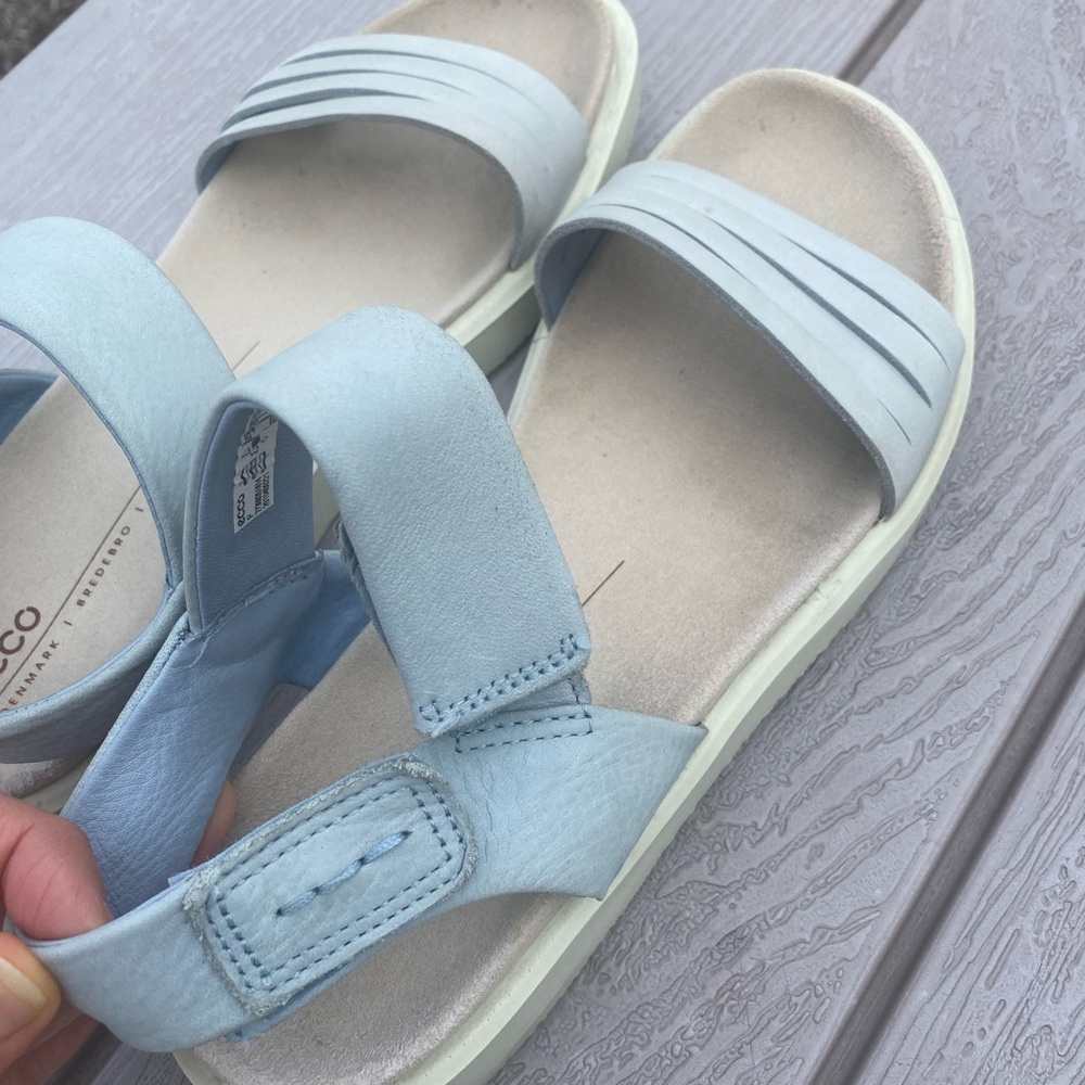 Ecco Blue Sandals with Adjustable Straps and Cushioned Sole